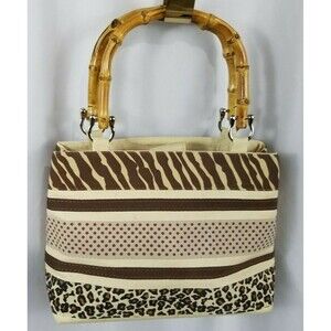 Alexandra Bartlett Bamboo Handle Brown Tan Purse